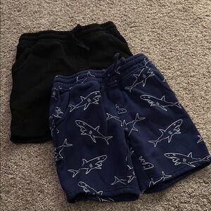 NEW FabKids Shark Print and Solid Black Shorts Set